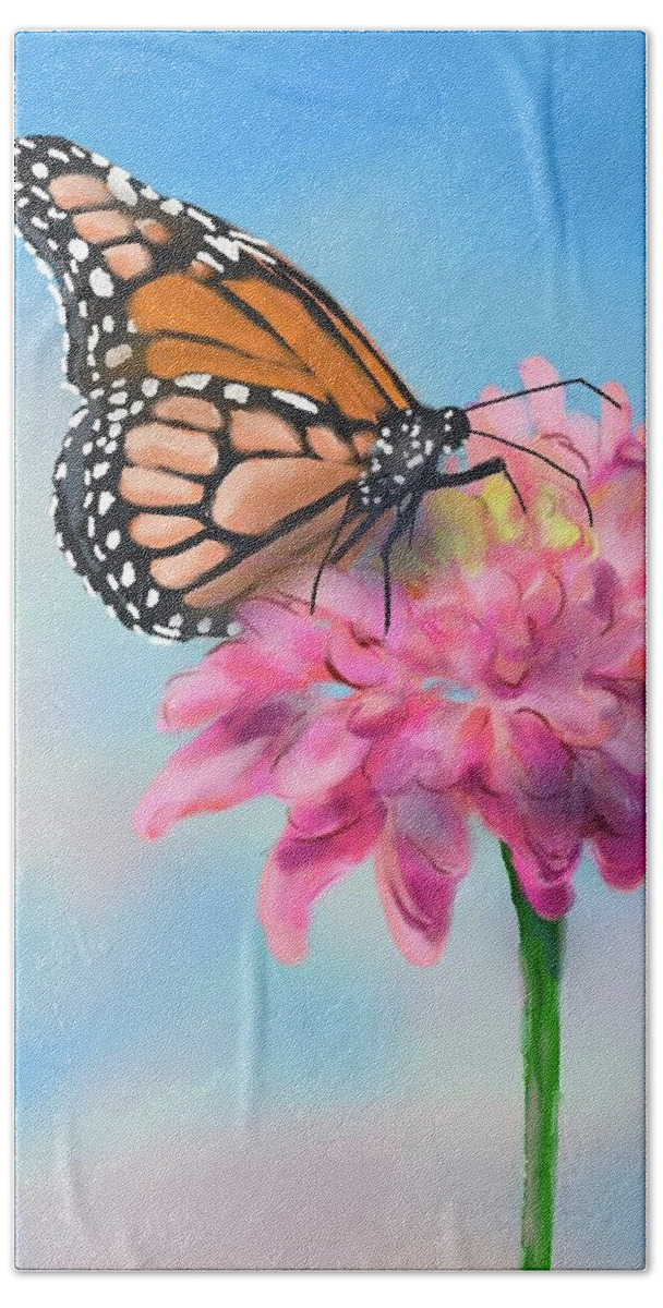 Butterfly Beach Towel featuring the digital art Butterfly and Blossom by Cynthia Westbrook