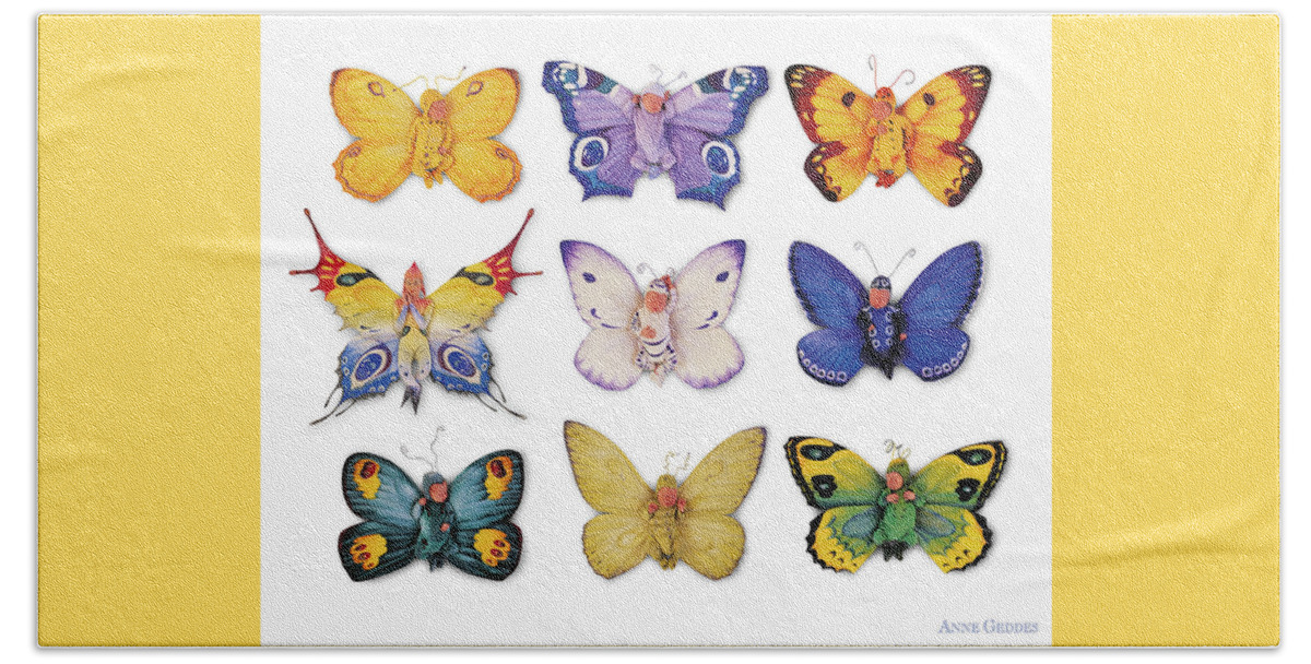 Butterfly Beach Towel featuring the photograph Butterfly Babies by Anne Geddes