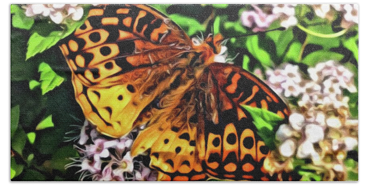Butterfly Beauty Beach Sheet featuring the painting Butterfly Beauty by Marian Lonzetta