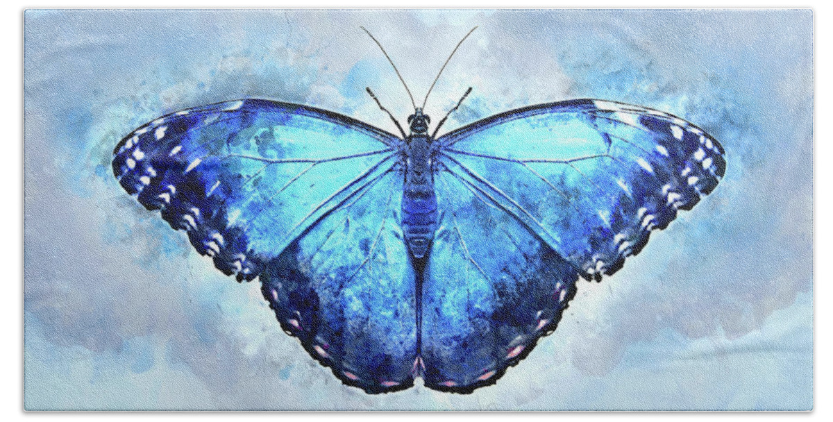Butterfly Beach Towel featuring the mixed media Butterfly, Flutter By by Dave Lee