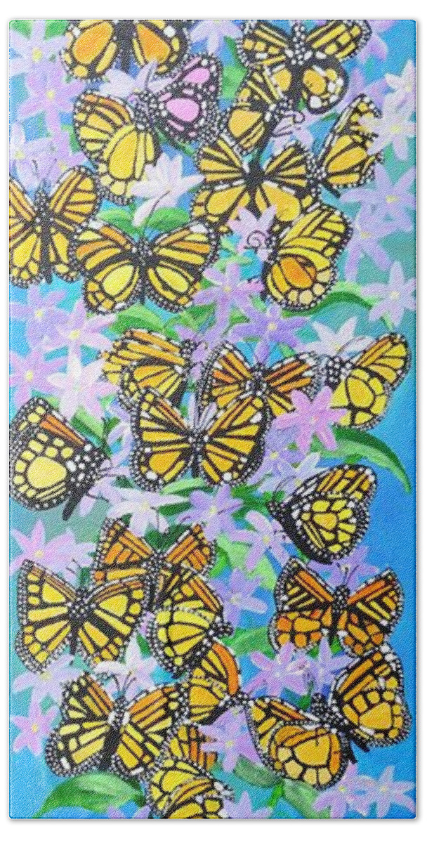 Butterfly Beach Towel featuring the painting Butterfly Paradise by Karen Jane Jones