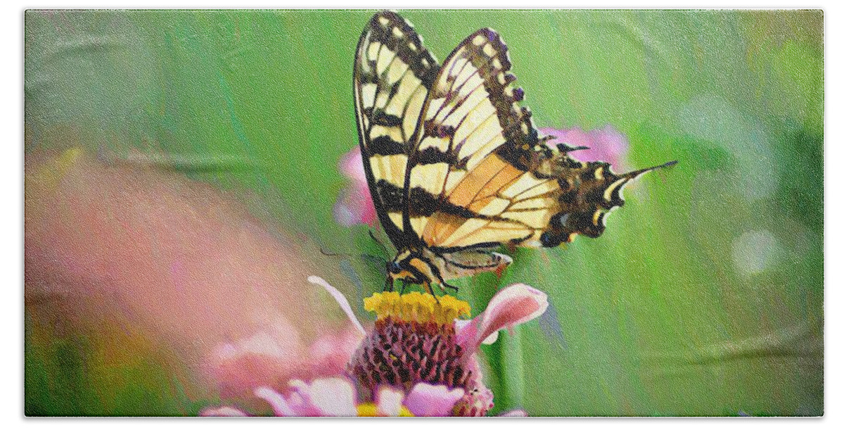 Butterfly Beach Towel featuring the photograph Butterfly In Summer by Bill Cannon
