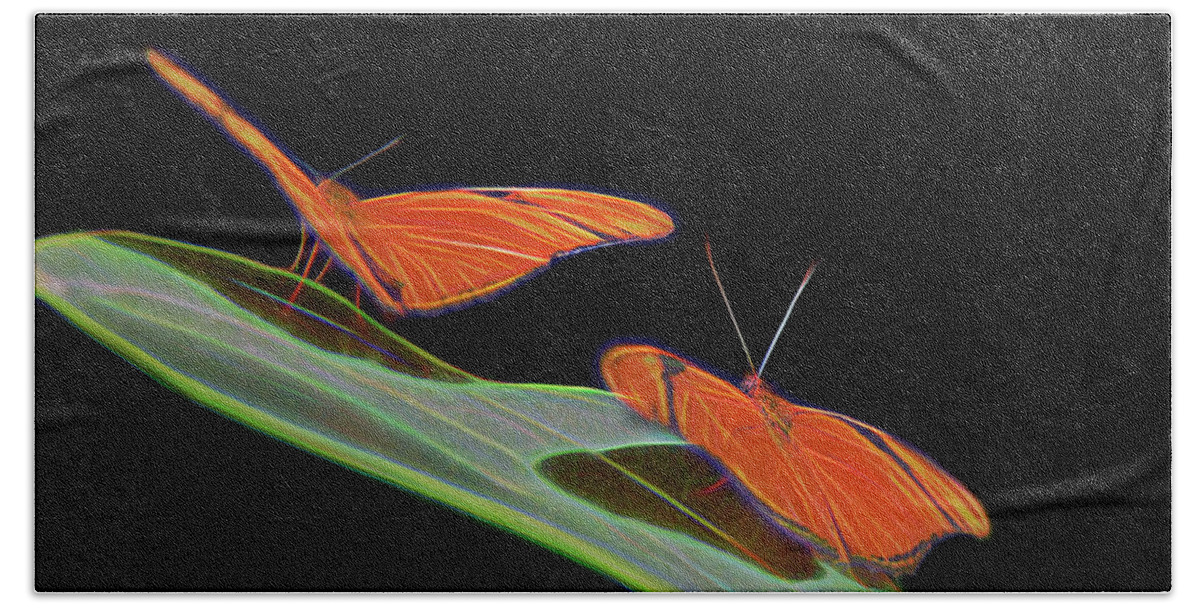 Digital Beach Towel featuring the digital art Butterfly Love 1b by Walter Herrit