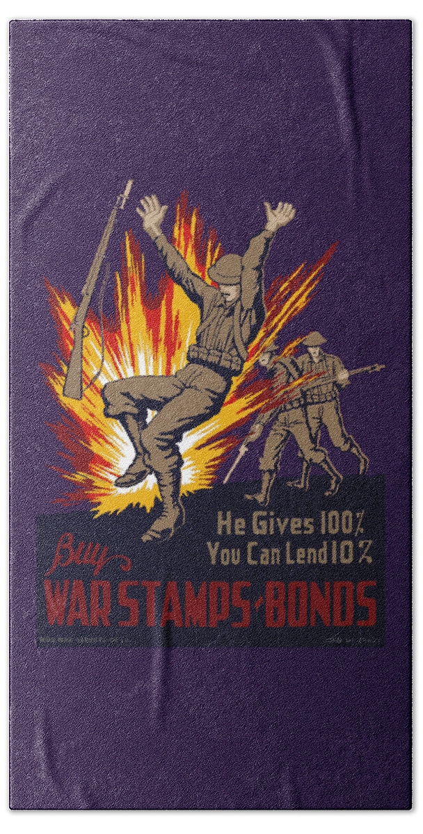 Wwii Beach Towel featuring the painting Buy War Stamps And Bonds by War Is Hell Store