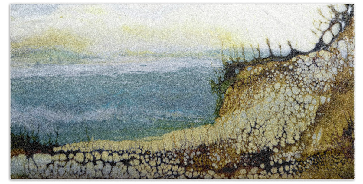 Encaustic Beach Sheet featuring the painting By the Shore by Jennifer Creech