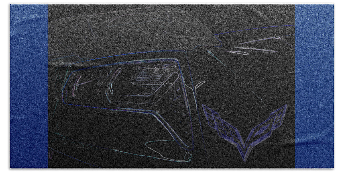 Corvette Beach Towel featuring the digital art C7 Corvette rear by Darrell Foster