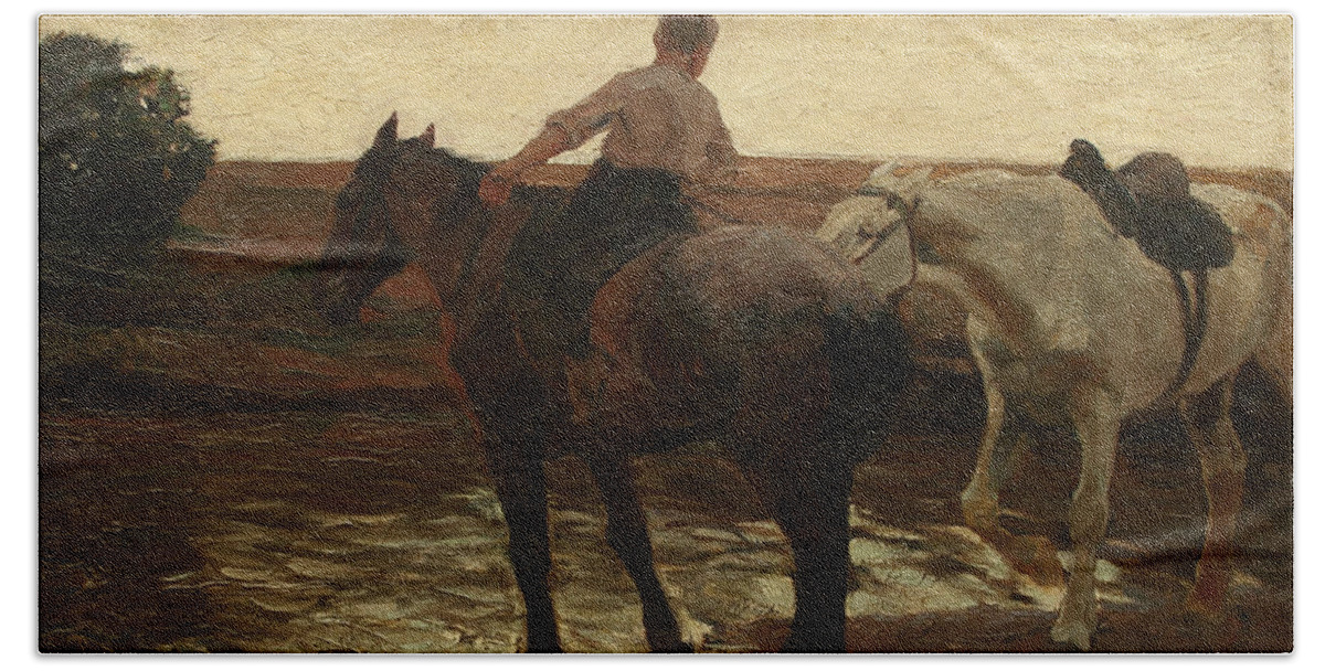 20th Century Art Beach Towel featuring the painting Caballos by Fernando Fader