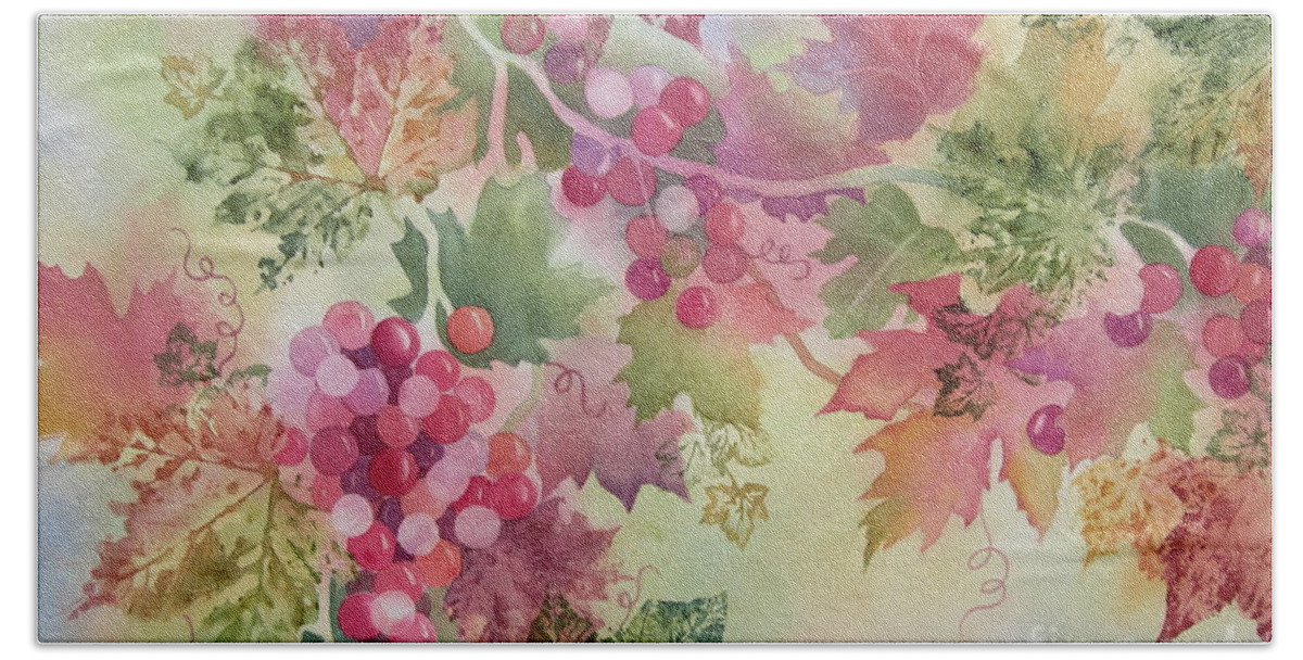 Grapes Beach Towel featuring the painting Cabernet by Deborah Ronglien