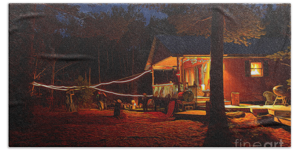 Minnesota Beach Towel featuring the photograph Cabin in the Woods by Lori Dobbs