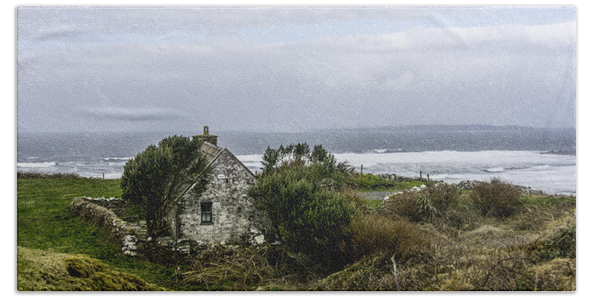 Original Beach Towel featuring the photograph Cabin on the Irish west Coast near Dooling, Ireland by WAZgriffin Digital