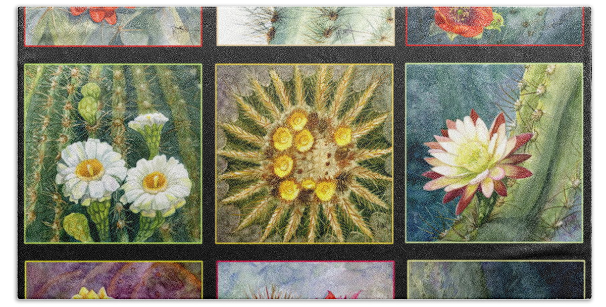 Cactus Beach Towel featuring the painting Cactus Series by Marilyn Smith