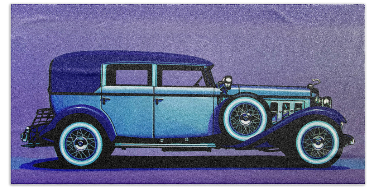 Cadillac V-16 Beach Towel featuring the painting Cadillac V16 1930 Painting by Paul Meijering