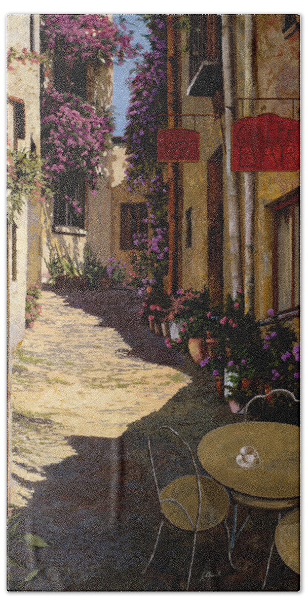 Caffe Beach Sheet featuring the painting Cafe Piccolo by Guido Borelli