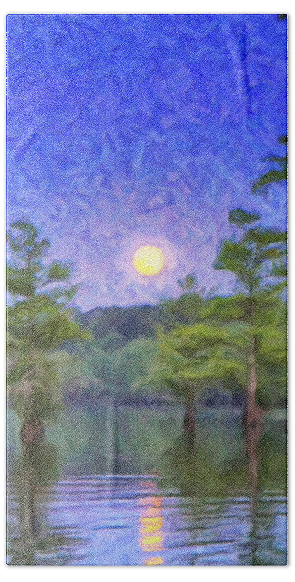 Cajun Moon Beach Towel featuring the painting Cajun Moon by Dominic Piperata