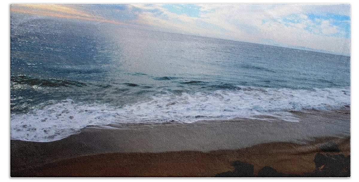 California Beach Sheet featuring the photograph California Beach Sunset - Angled View by Matt Quest