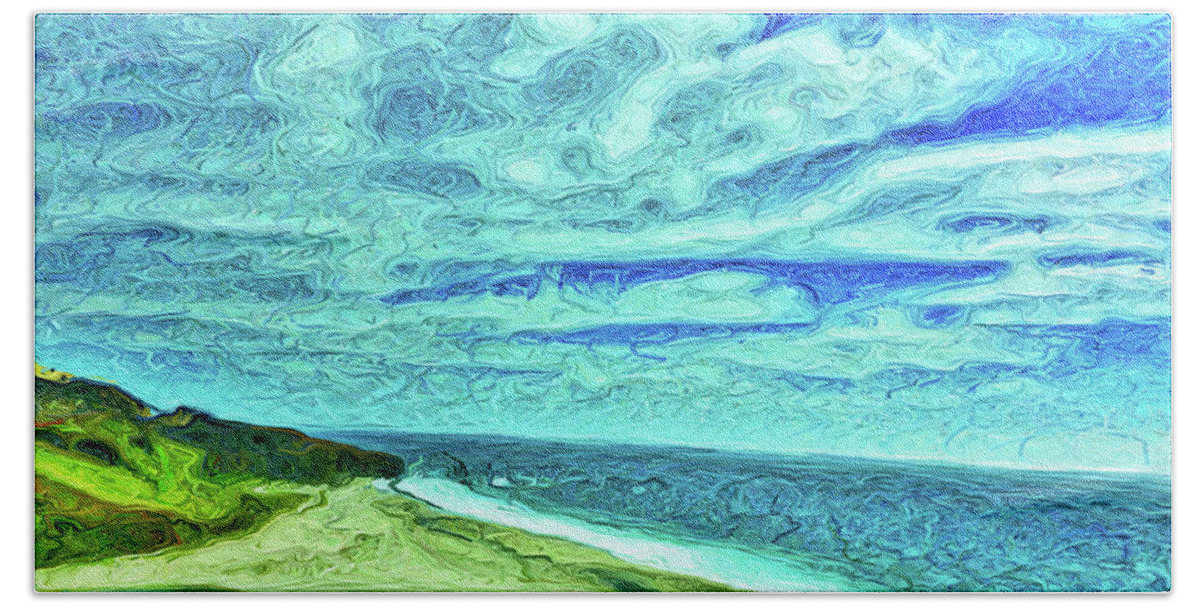 California Coast Beach Sheet featuring the painting California Coast by Joan Reese