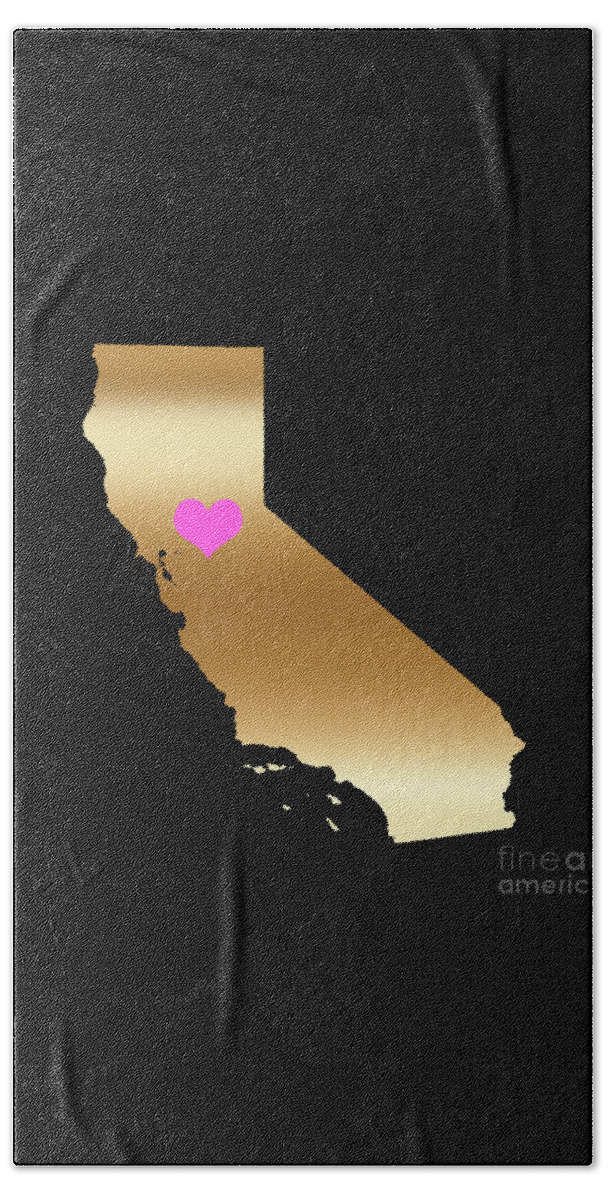 California Love Beach Towel featuring the digital art California Love on Black Background by Leah McPhail
