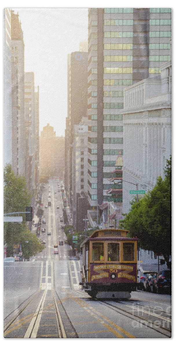San Francisco Beach Towel featuring the photograph California Street Sunrise by JR Photography