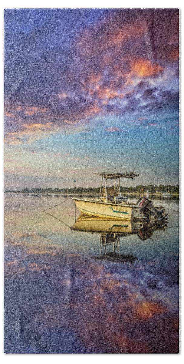 Boats Beach Towel featuring the photograph Calm by Debra and Dave Vanderlaan