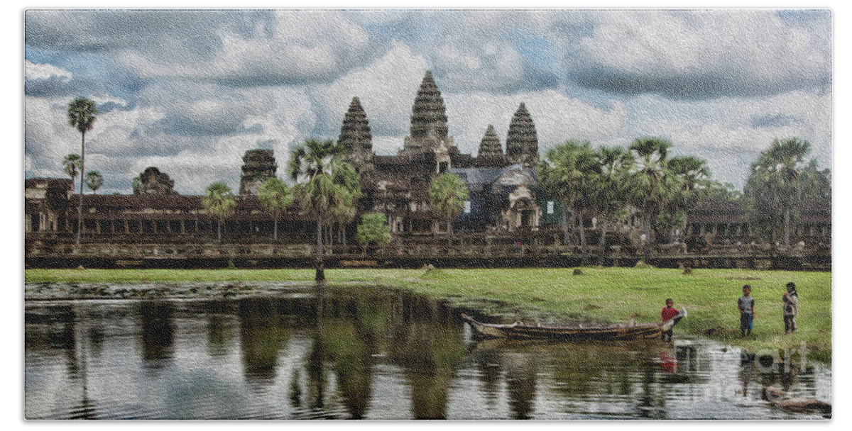 Asia Beach Towel featuring the photograph Cambodia Angkor Wat by Chuck Kuhn