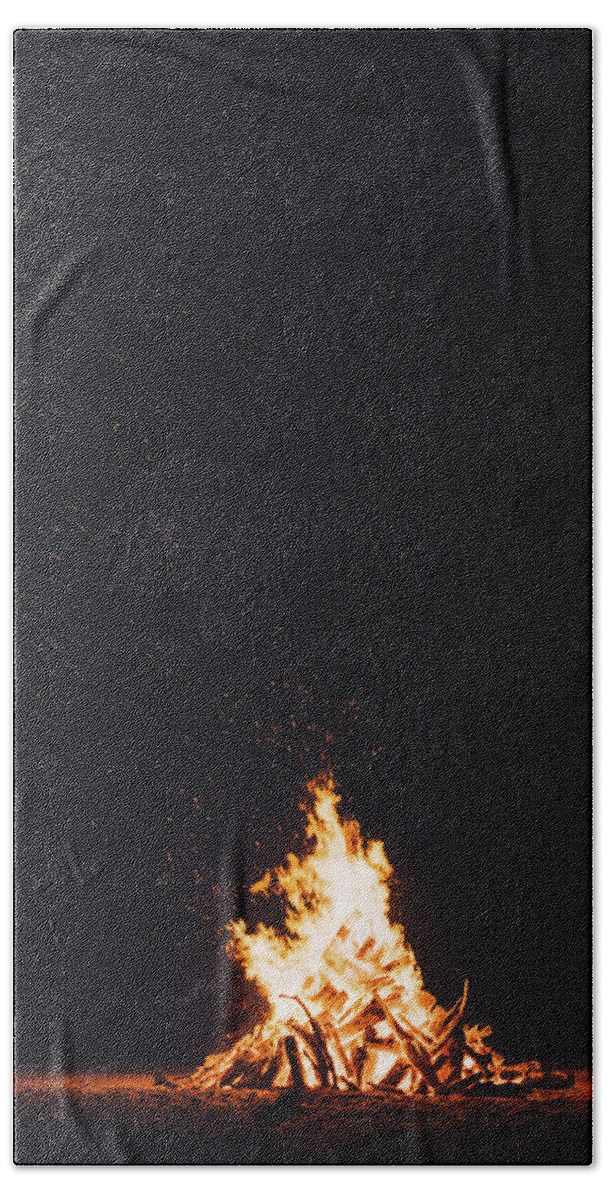Fire Beach Towel featuring the photograph Camping Fire by Happy Home Artistry
