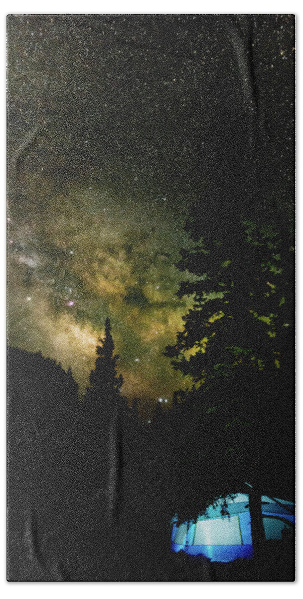 Stars Beach Sheet featuring the photograph Camping under the Milky Way by Adam Reinhart