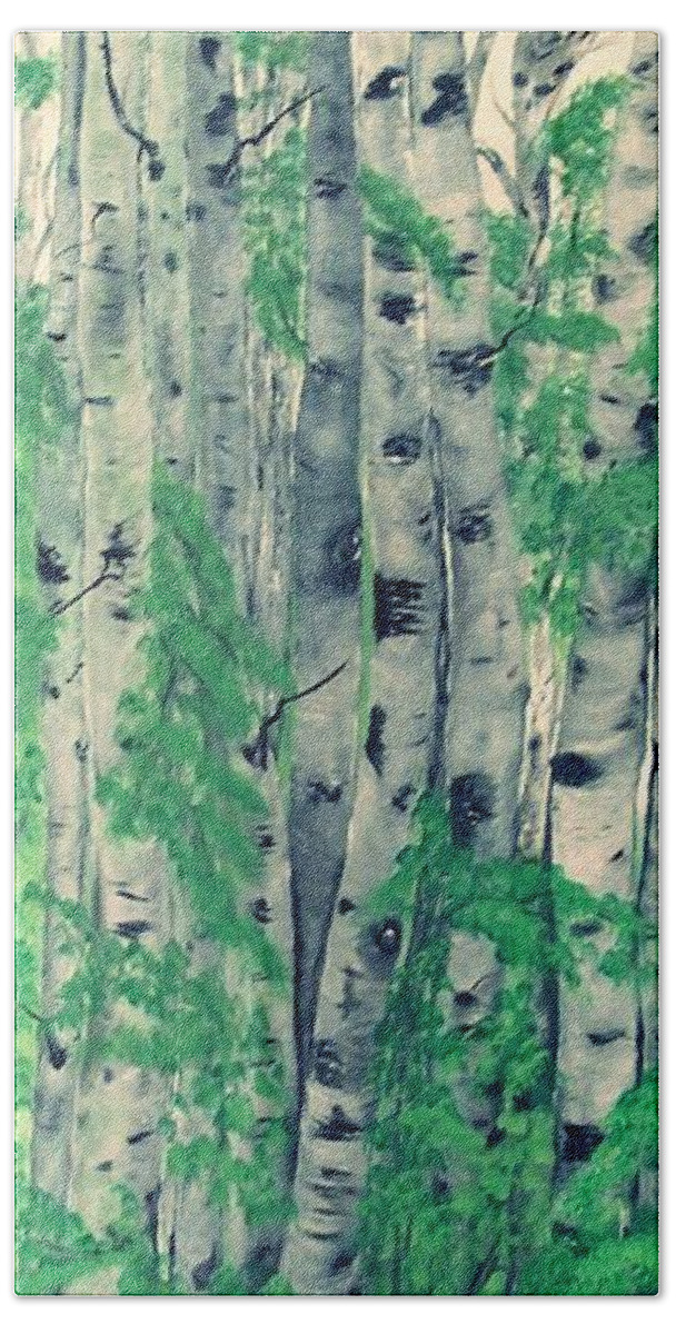 Poplar Beach Towel featuring the painting Canadian White Poplar by Sharon Duguay