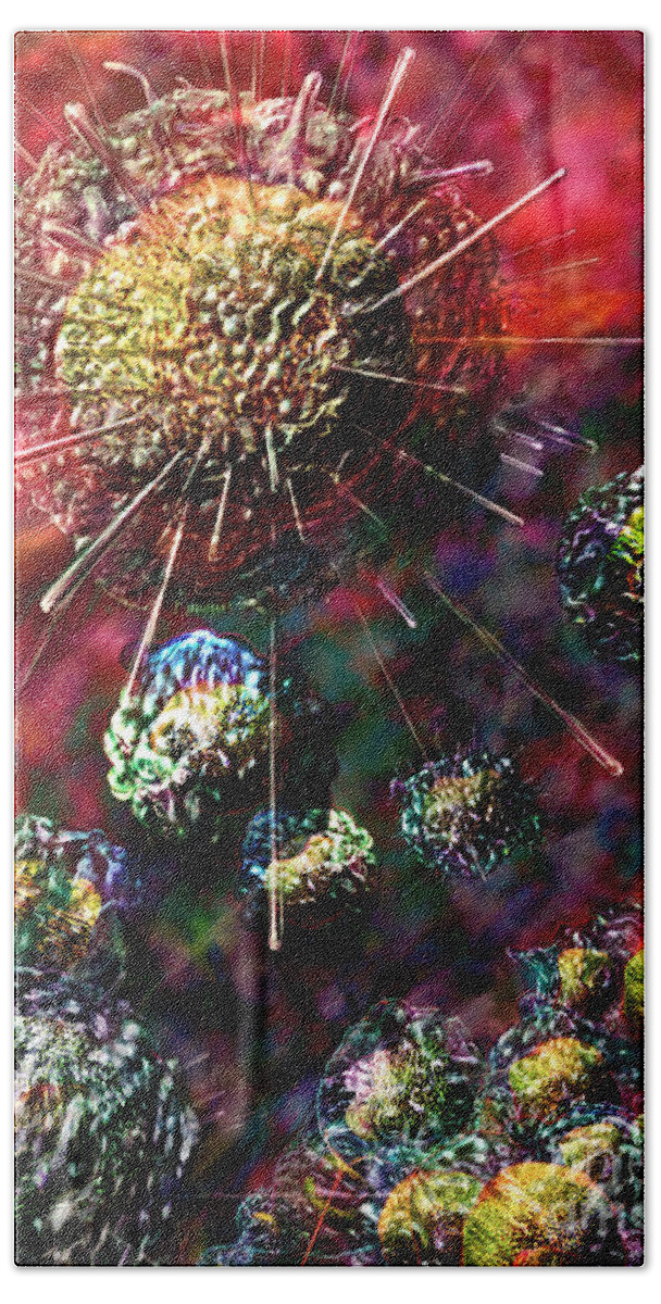 Biological Beach Sheet featuring the digital art Cancer Cells by Russell Kightley