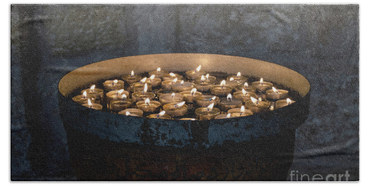 Candles Beach Towel featuring the photograph Candles in the Church of Nativity, Bethlehem by Perry Rodriguez