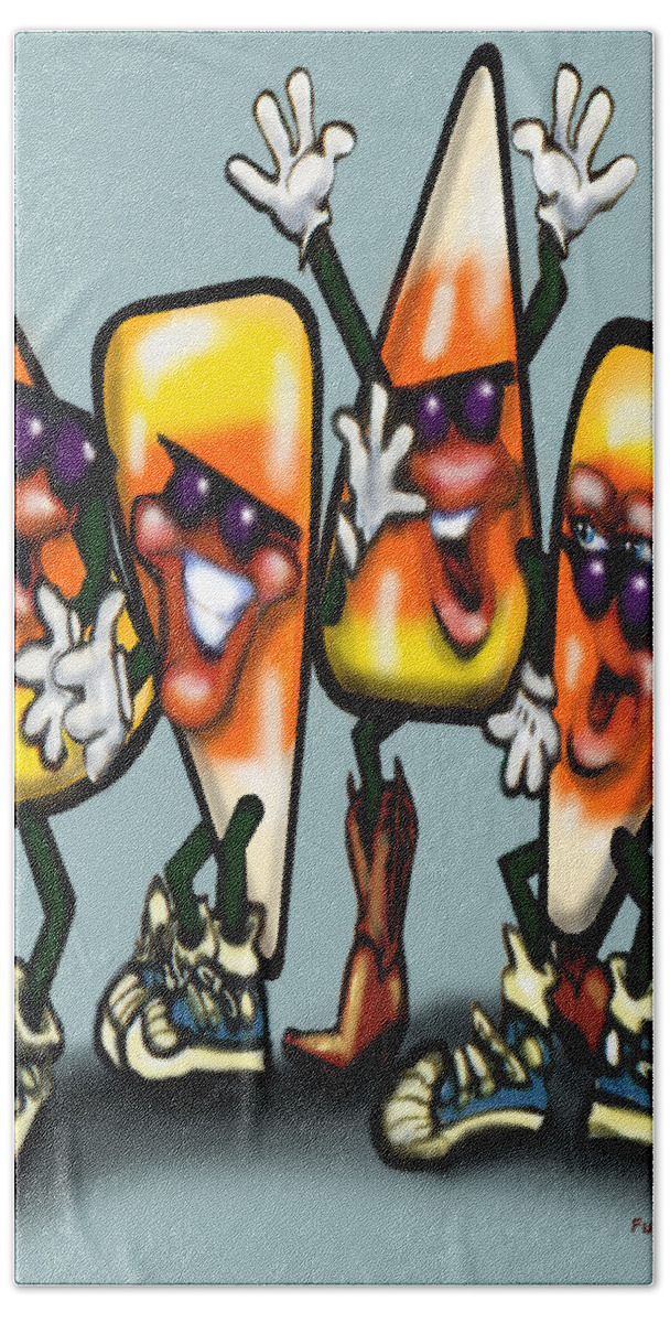 Candy Beach Towel featuring the digital art Candy Corn Gang by Kevin Middleton