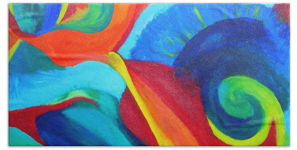 Abstract Beach Towel featuring the painting Candy Flip by Steven Robiner
