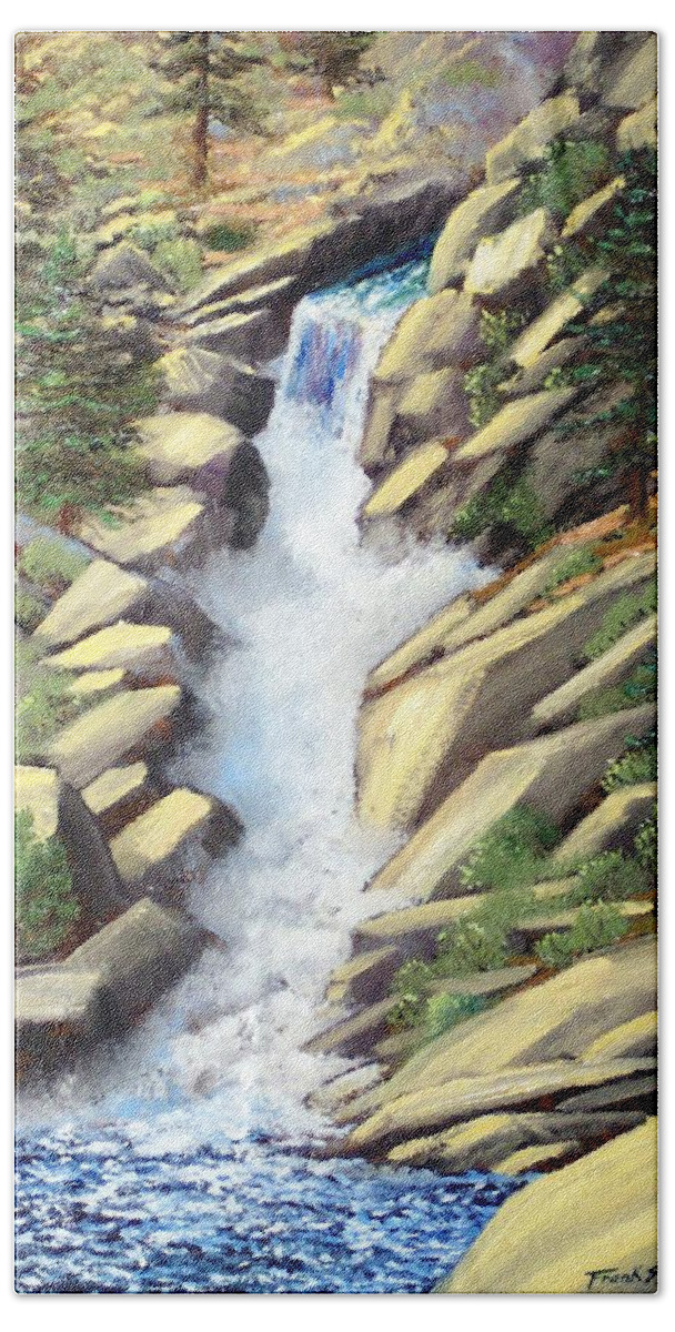 Landscape Beach Towel featuring the painting Canyon Falls by Frank Wilson