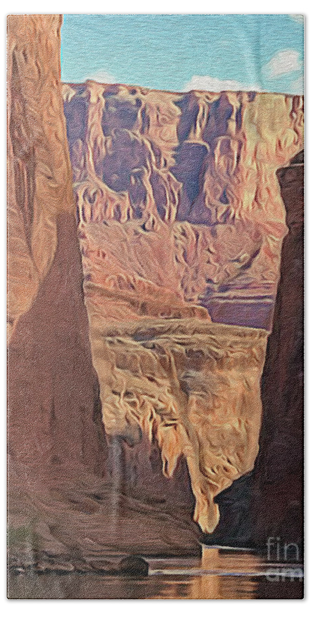 Grand Canyon Beach Sheet featuring the mixed media Canyon Walls by Walter Colvin