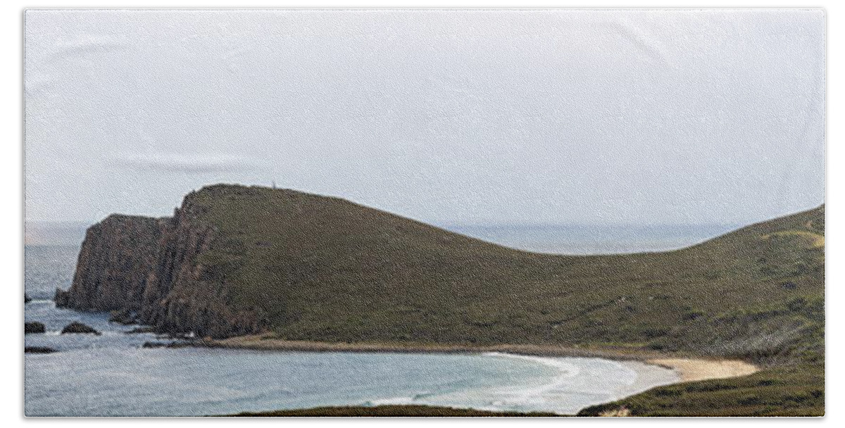  Rainbow Beach Towel featuring the photograph Cape Bruny Lighthouse by Anthony Davey