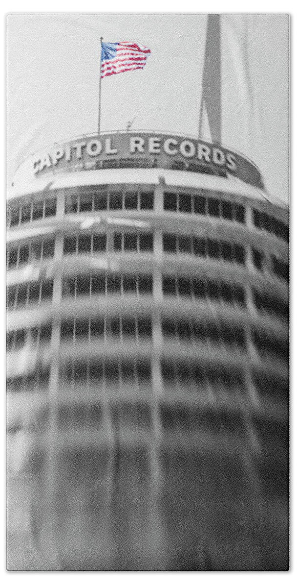 Capitol Records Beach Towel featuring the photograph Capitol Records building 18 by Micah May