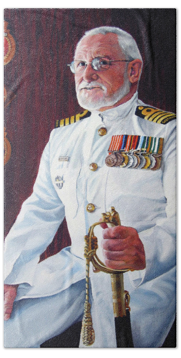  Beach Towel featuring the painting Capt John Lamont by Tim Johnson