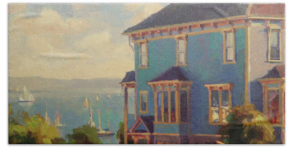 Coast Beach Towel featuring the painting Captain's House by Steve Henderson