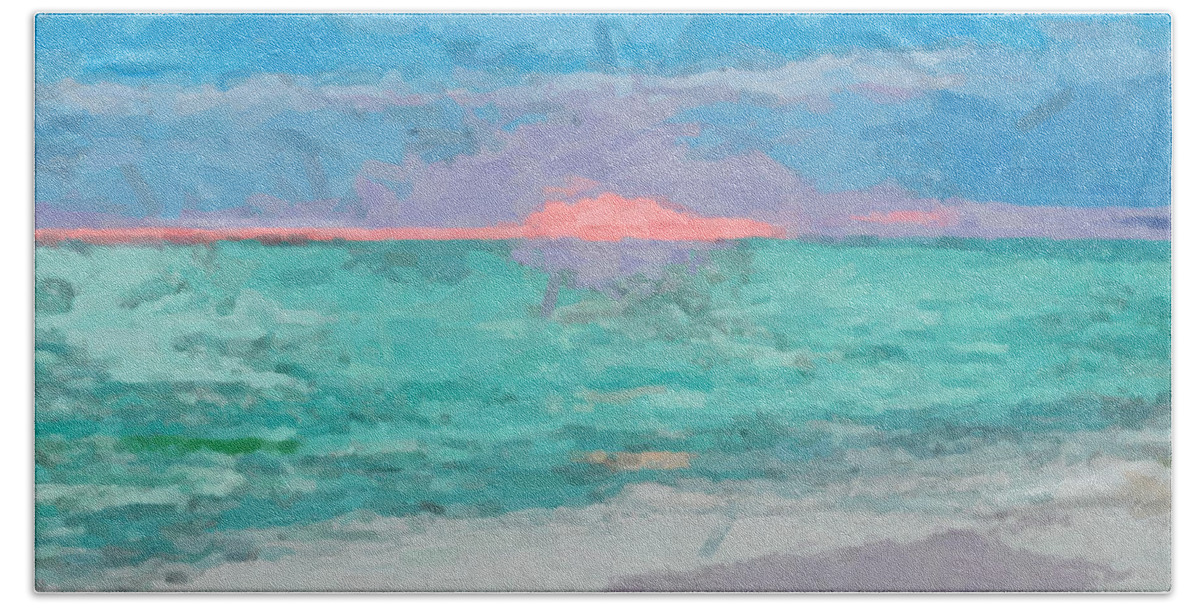  Beach Towel featuring the digital art Caribbean Sunrise by David Hansen
