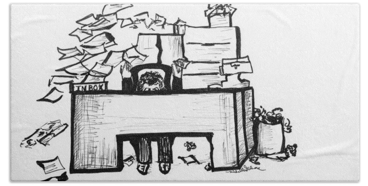 Cartoons Beach Sheet featuring the drawing Cartoon Desk by Michelle Gilmore