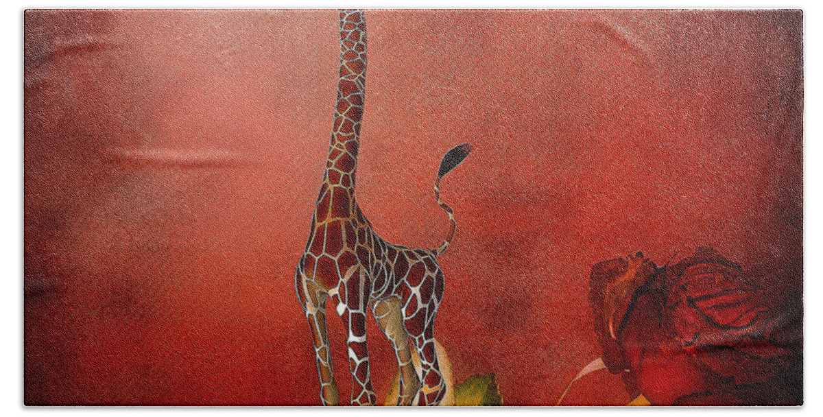 Giraffe Beach Towel featuring the digital art Cartoon Giraffe by Barbara Milton