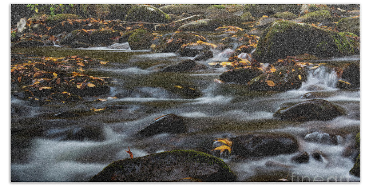 Smokey Mountains Beach Towel featuring the photograph Cascading Stream 1 by Doug Sturgess
