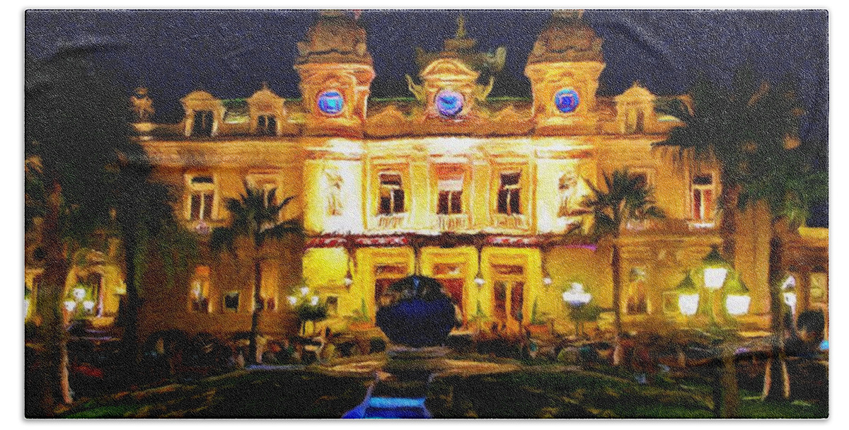 Casino Beach Towel featuring the painting Casino Monte Carlo by Jeffrey Kolker