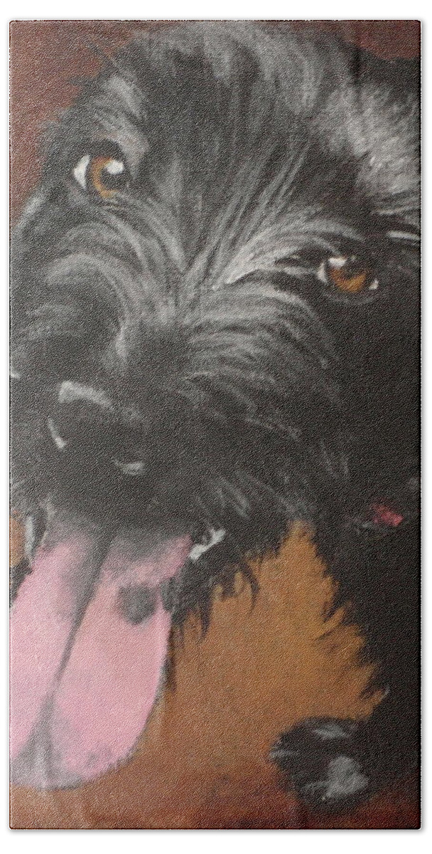 Black Dog Beach Towel featuring the painting Cassidy by Carol Russell