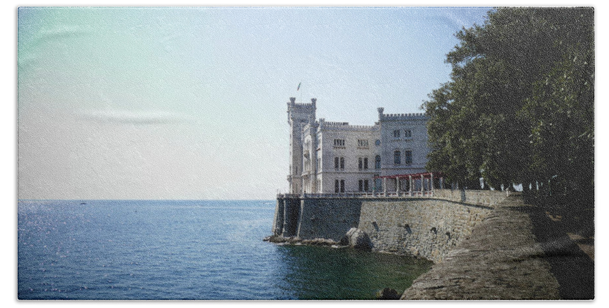 Castle Beach Sheet featuring the photograph Castello Miramare by Evelyn Tambour