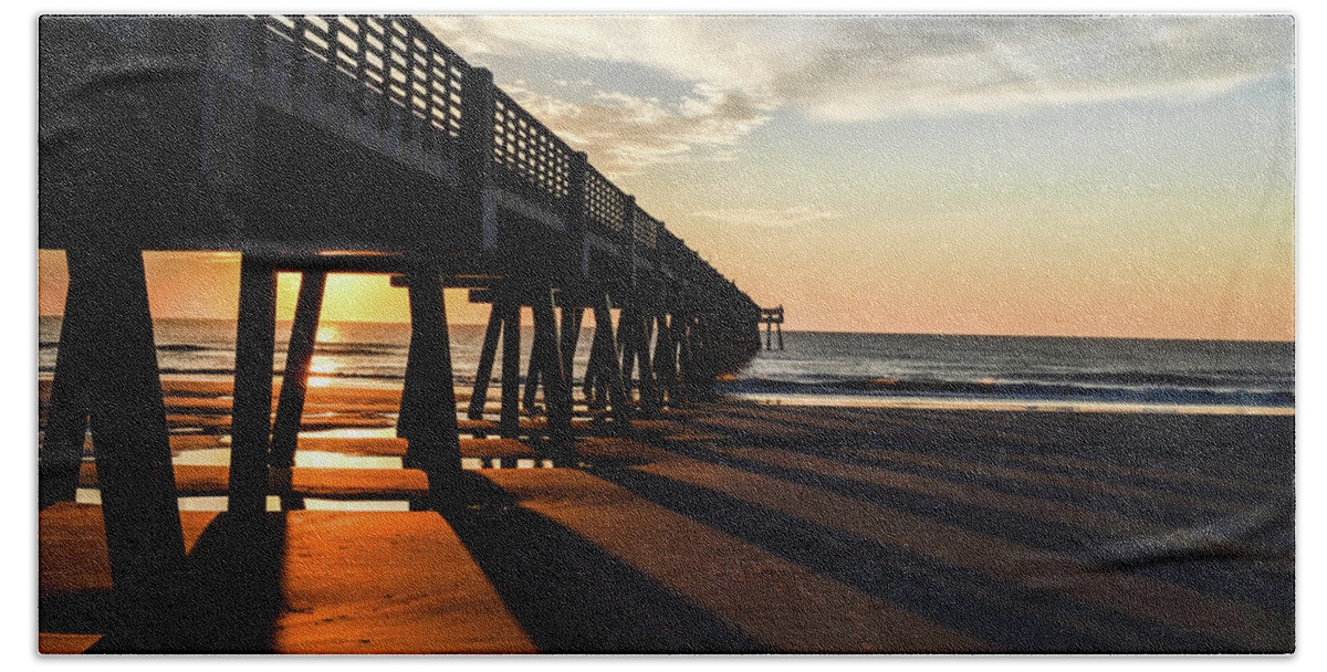 Pier Beach Towel featuring the photograph Casting shadows by Bradley Dever