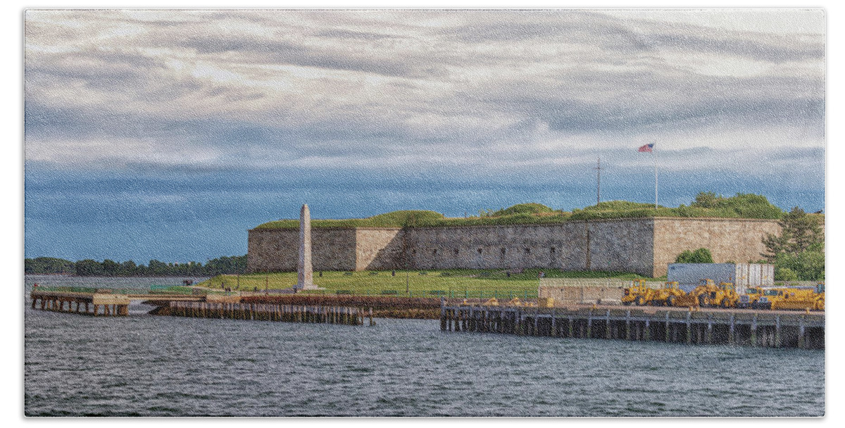 Fort Independence At Castle Island Beach Towel featuring the photograph Castle Island by Brian MacLean