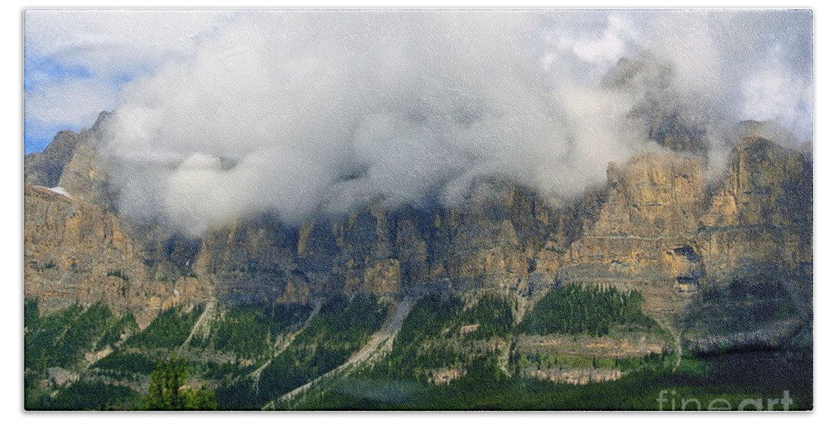 Rocky Mountain Image Beach Sheet featuring the photograph Castle Mountain by Elfriede Fulda