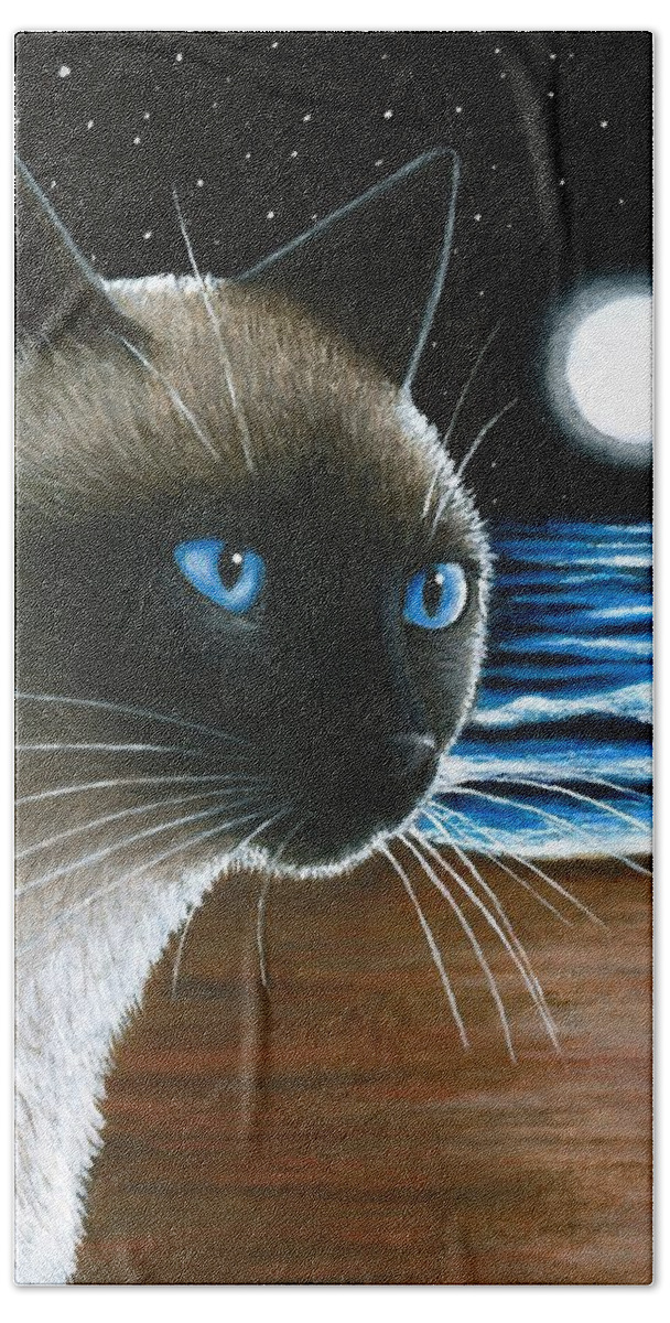 Cat Beach Towel featuring the painting Cat 396 Siamese by Lucie Dumas