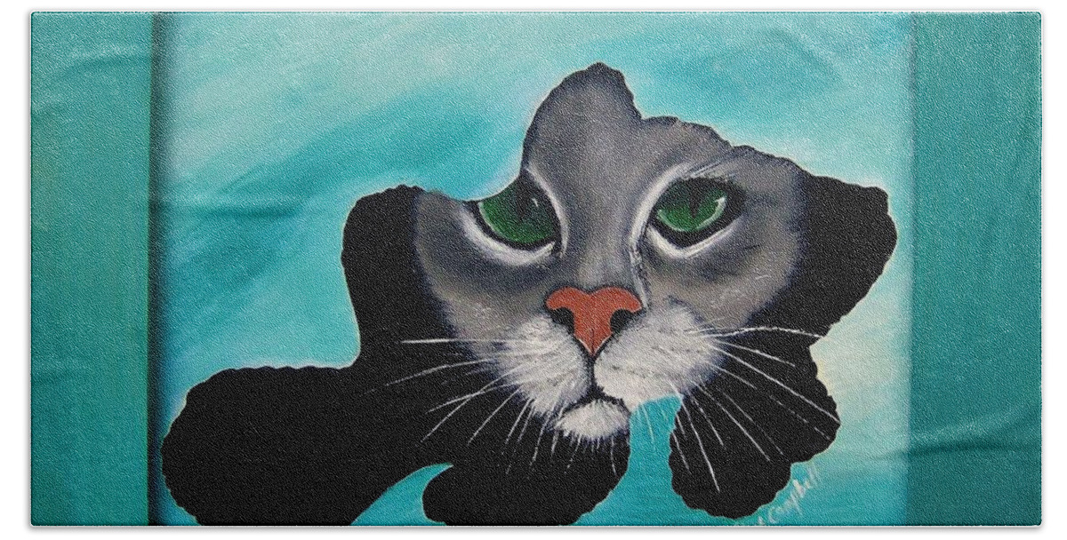 Cats Beach Sheet featuring the painting Cat-fish by Debra Campbell