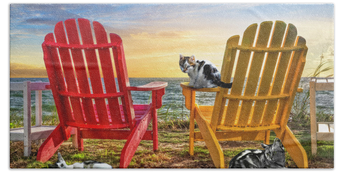 Clouds Beach Towel featuring the photograph Cat Nap at the Beach by Debra and Dave Vanderlaan